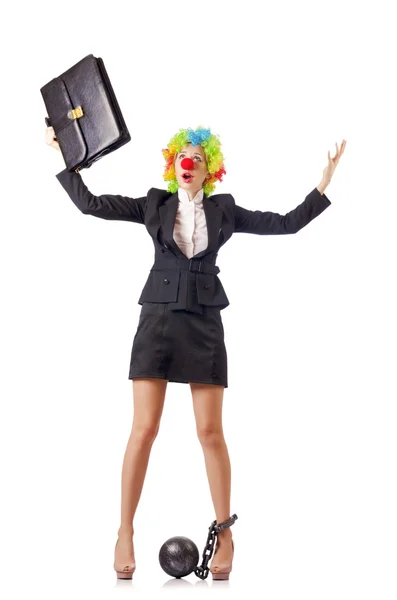 女人小丑在商务套装 — 图库照片