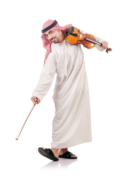 Arab man playing violin isolated on white Stock Picture