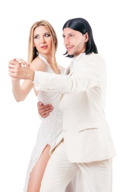 dans dans etmek beyaz izole çift