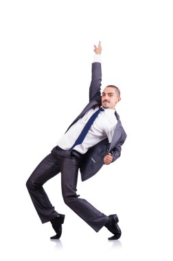 Dansçı iş adamı beyazlar içinde.