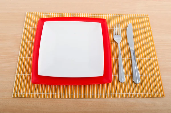 Mesa con cuchillo y tenedor — Foto de Stock