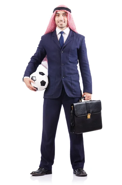 Empresário árabe com futebol — Fotografia de Stock