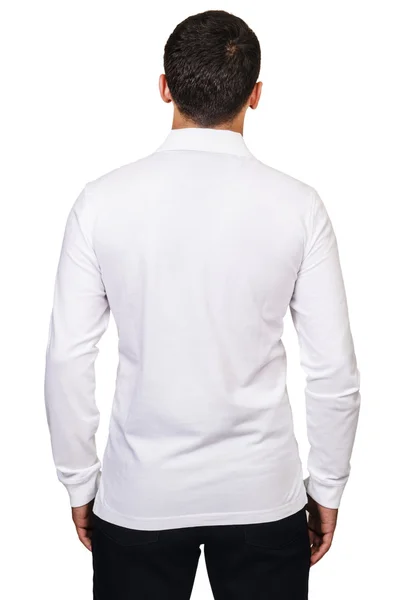 Man model met shirt geïsoleerd op wit — Stockfoto