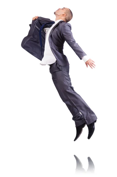 Dancing businessman isolated on white — Stock Photo, Image