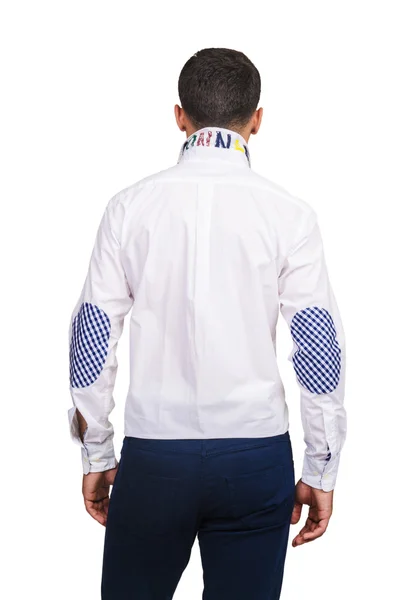 Ανδρικό μοντέλο με πουκάμισο απομονωμένο σε λευκό — Φωτογραφία Αρχείου