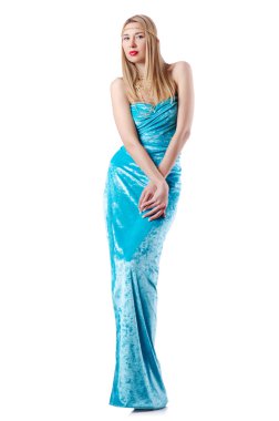 Beyaz üzerine uzun model modayla moda kavramı