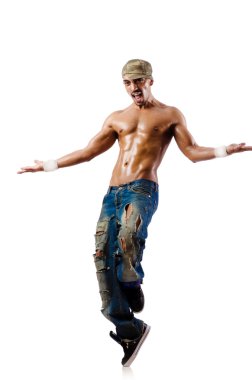 Beyaz arka plan üzerinde izole dansçı