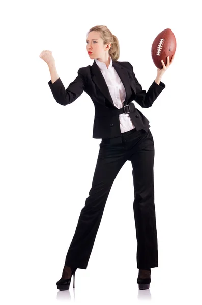 Mujer mujer de negocios con fútbol americano — Foto de Stock