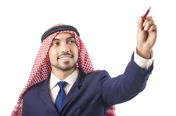 Arabski mężczyzna naciskając przyciski wirtualne — Zdjęcie stockowe