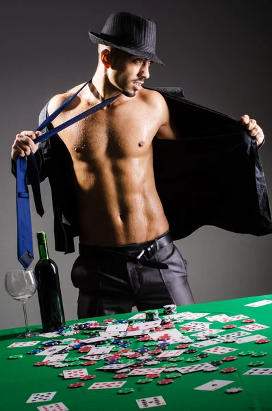 Naked broke businessman in casino — Stock Photo, Image