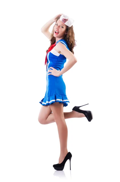 Young woman sailor in marine concept — Stock Photo, Image