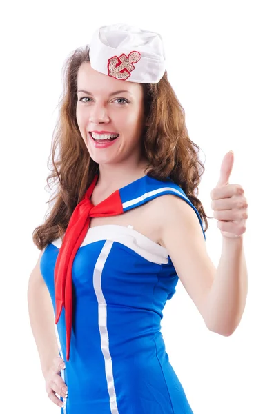 Young woman sailor in marine concept — Stock Photo, Image