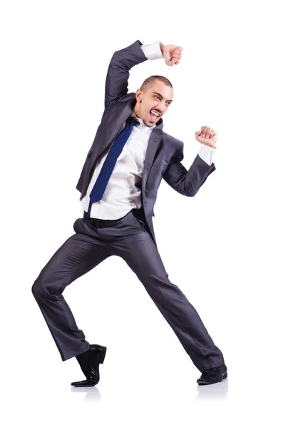 Dancing businessman isolated on white — Stock Photo, Image