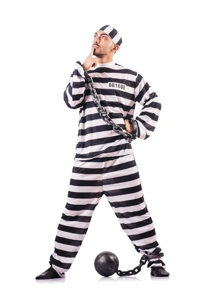 Convict criminal in striped uniform — Stock Photo, Image