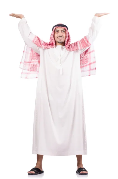 Arab businessman pushing isolated on the white — Stock Photo, Image