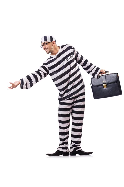 Convict criminal in striped uniform — Stock Photo, Image