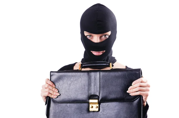 Industrial espionage concept with person in balaclava — Stock Photo, Image