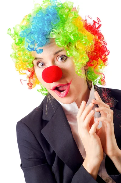 Clown donna in abito da lavoro — Foto Stock