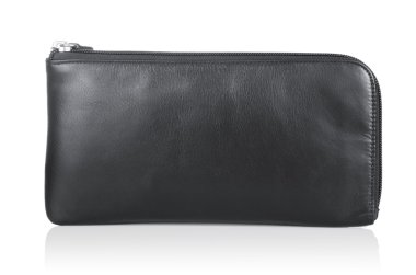 deri cüzdan üzerinde beyaz izole