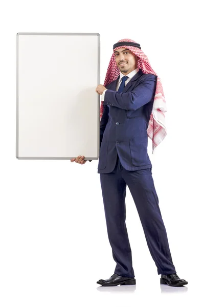 Arab man with blank board for message — Stock Photo, Image