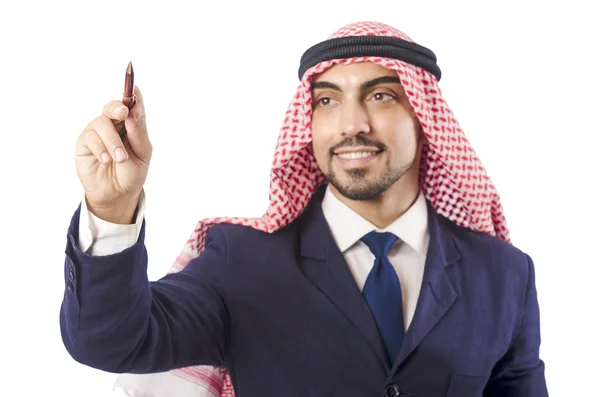 Hombre árabe presionando botones virtuales — Foto de Stock