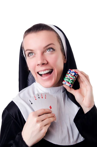 Nonne im Glücksspiel-Konzept — Stockfoto