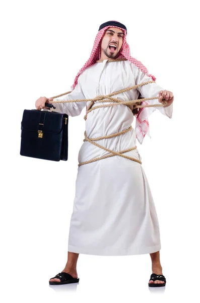 아랍 남자 화이트에 밧줄으로 묶여 — 스톡 사진