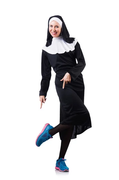 Nun isolert på hvit bakgrunn – stockfoto