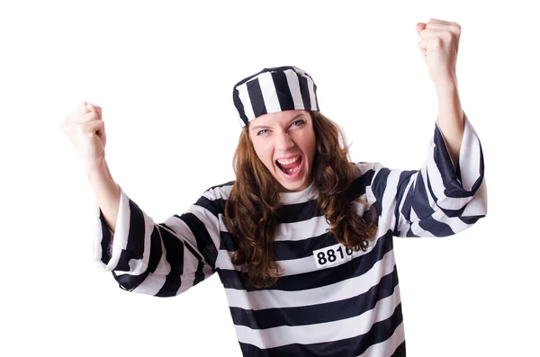 Convict criminal in striped uniform — Stock Photo, Image