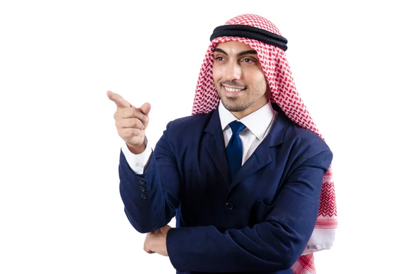 Arabischer Geschäftsmann drückt virtuelle Tasten — Stockfoto