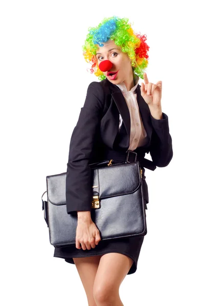 Žena klaun v obleku — Stock fotografie