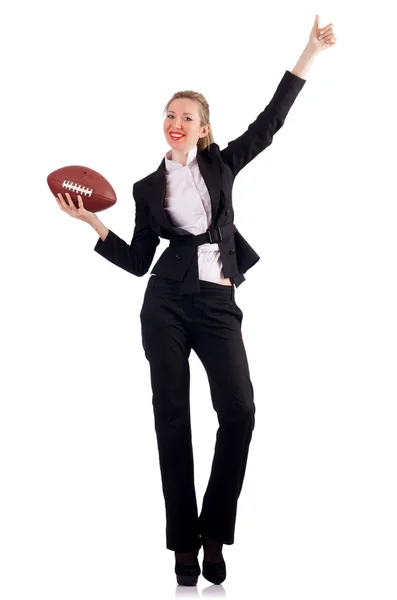 Mujer mujer de negocios con fútbol americano — Foto de Stock