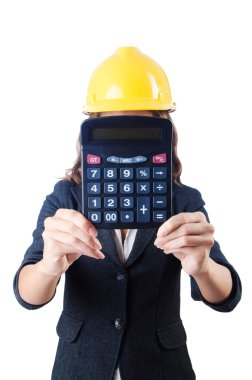 beyaz üzerine hesap makinesiyle kadın Oluşturucu