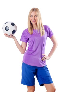 futbol oynarken üzerine beyaz kadın