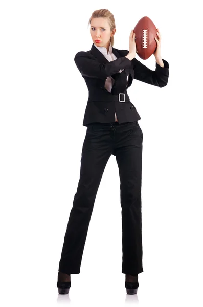 Geschäftsfrau mit American Football — Stockfoto