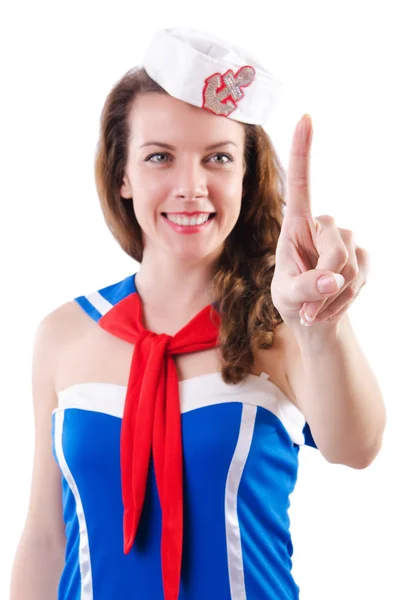 Young woman sailor in marine concept — Stock Photo, Image