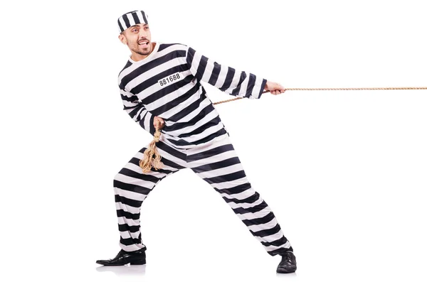 Convict criminal in striped uniform — Stock Photo, Image