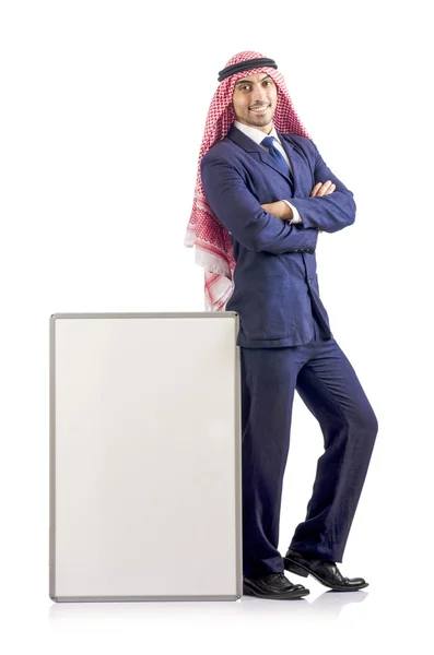 Arab man with blank board for message — Stock Photo, Image