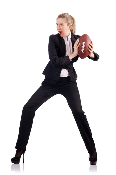 Mujer mujer de negocios con fútbol americano — Foto de Stock