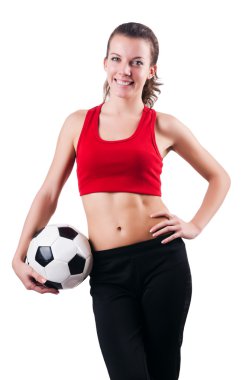 futbol oynarken üzerine beyaz kadın