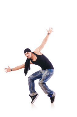 Dansçı beyaz üzerinde dans ediyor