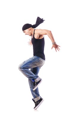 Dansçı beyaz üzerinde dans ediyor