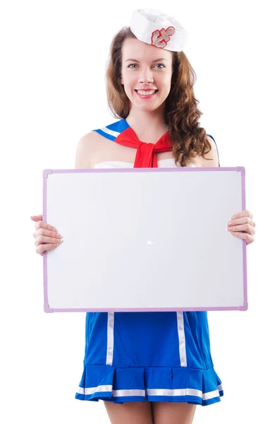 Young woman sailor in marine concept — Stock Photo, Image