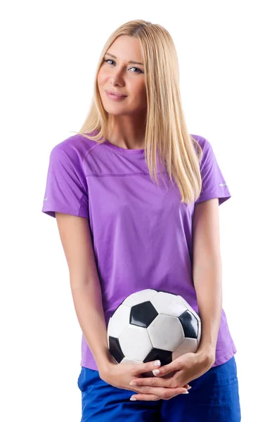 白のサッカーを再生女性 — ストック写真