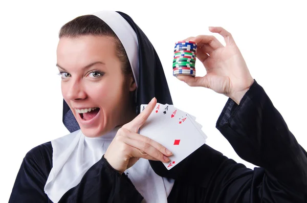 Nonne im Glücksspiel-Konzept — Stockfoto