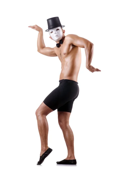 Naken muskulös mima isolerad på vitt — Stockfoto