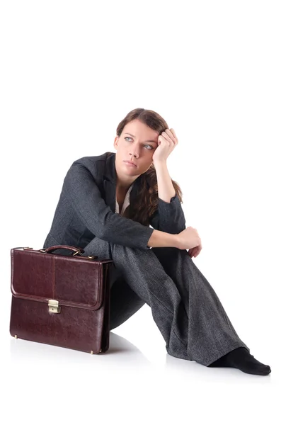 Mujer de negocios en bancarrota aislada en blanco — Foto de Stock