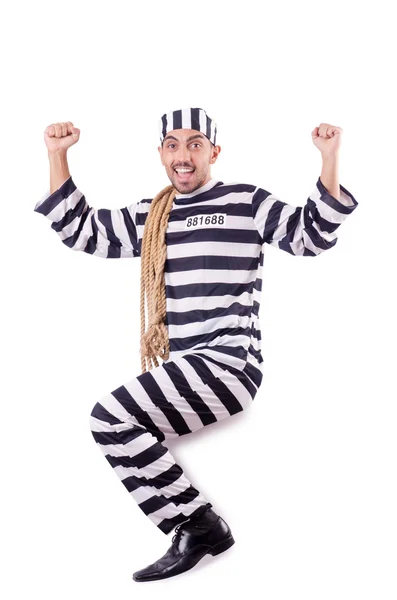 Convict criminal in striped uniform — Stock Photo, Image