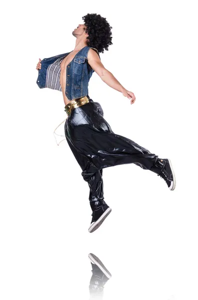 Geniş pantolon beyaz rap dansçı — Stok fotoğraf