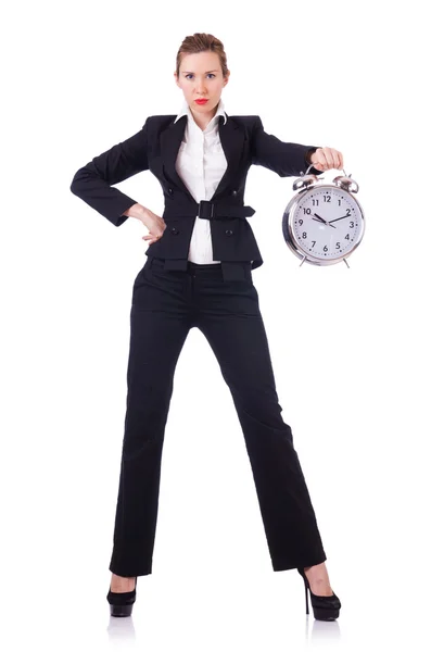 Woman businesswoman with giant clock Stock Image